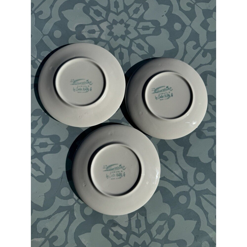 MCM Caribe Pink Fancy Atomic Starburst Plates Set of 3 White Gray Dinnerware VTG - Picture 2 of 7